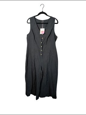 Sleeveless Black Button-Front Women's Jumpsuit